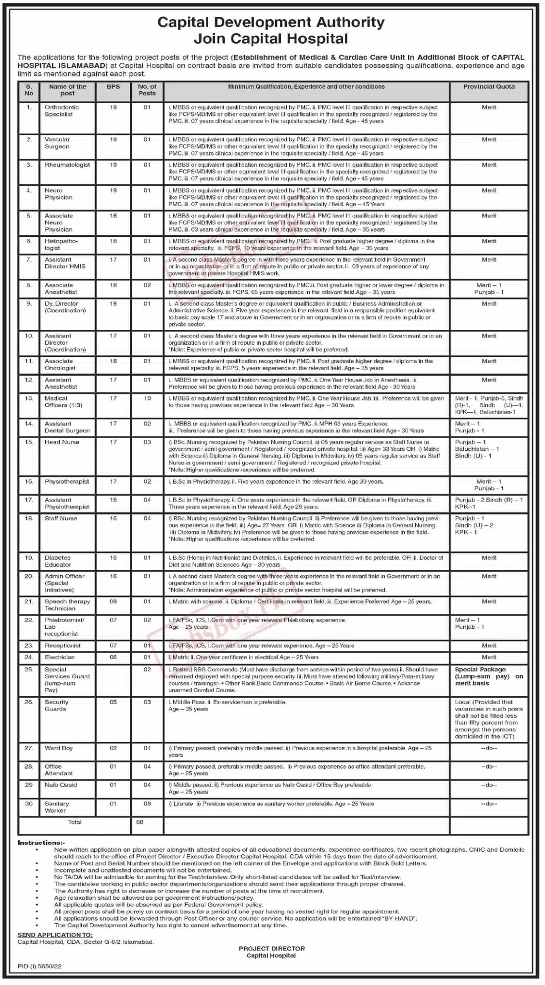 Capital Development Authority CDA Islamabad Jobs 2023 - Latest Advertisement