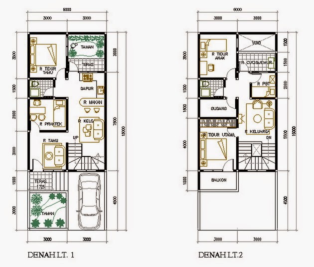 Denah rumah ukuran 7x20  rumah idamanku