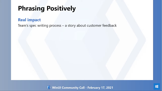 Phrasing Positively | Real impact: Team's spec writing process - a story about customer feedback