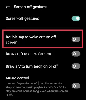 double-tap to wake or turn off screen