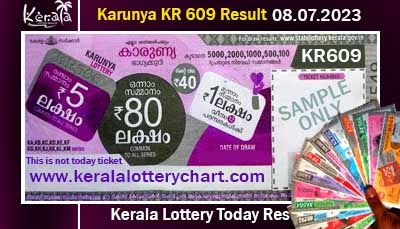 Kerala Lottery Today Result 08.07.2023 Karunya KR 609