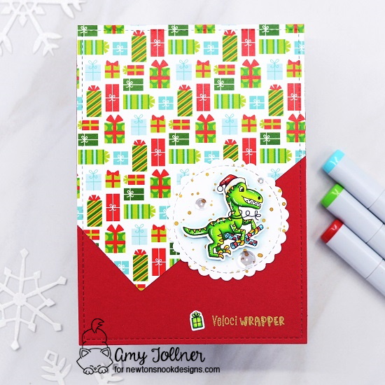 Prehistoric Christmas Stamp and Die Set, Circle Frames Die Set, Meowy Christmas Paper Pad by Newton's Nook Designs #newtonsnookdesigns #newtonsnook #handmade