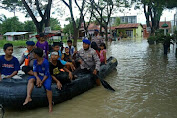 Banjir Landa Sei Rampah, Polres Sergai Dirikan Dapur Umum Dan Turunkan Perahu Karet