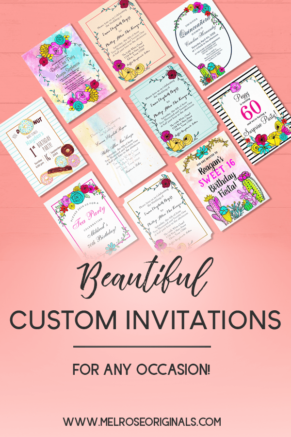 pinnable image of Unique Beautiful fully customizable invitations for any occasion