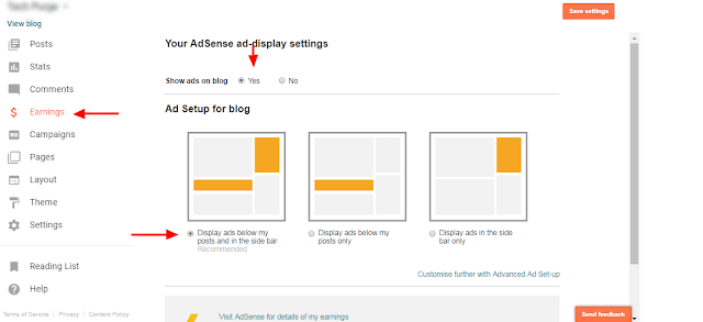 How to Enable Adsense ads on google blogger