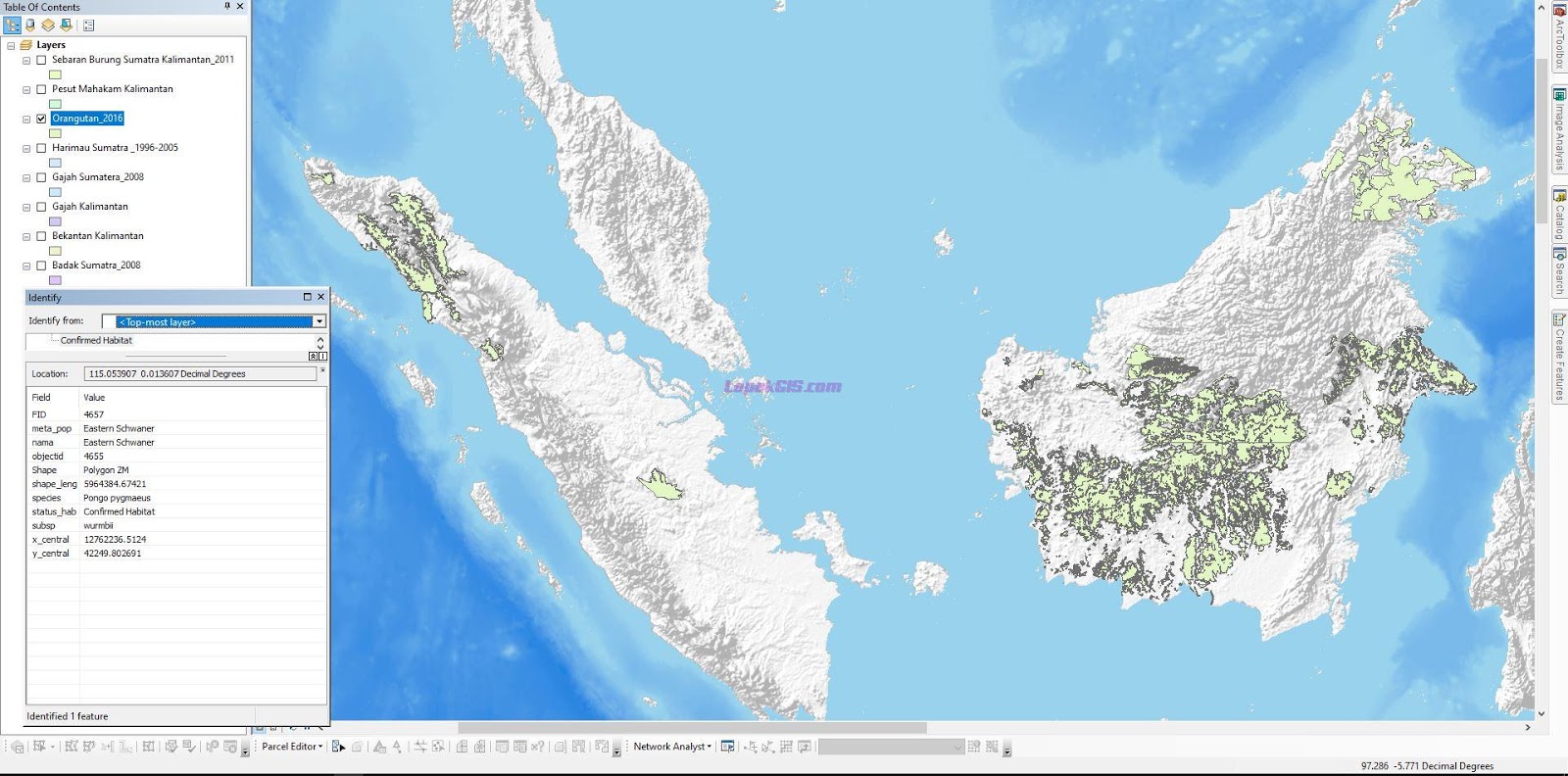 Shapefile Sebaran Spesies Hewan  Endemik  Langka  Indonesia  