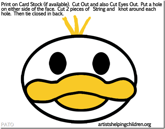 careta  de PATO  en color para imprimir