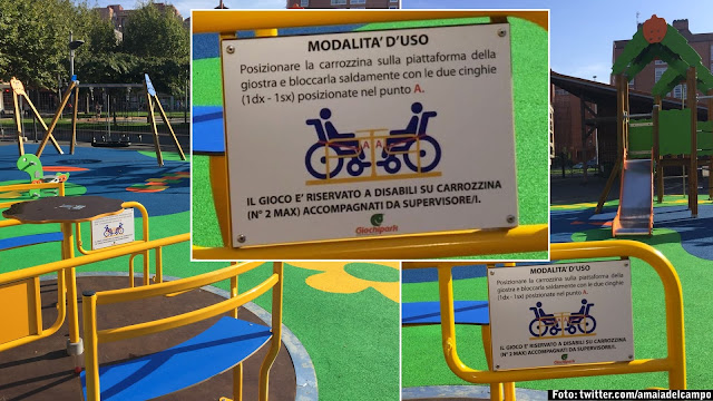 coloca carteles en italiano en los columpios para niños con discapacidad de Landabeko