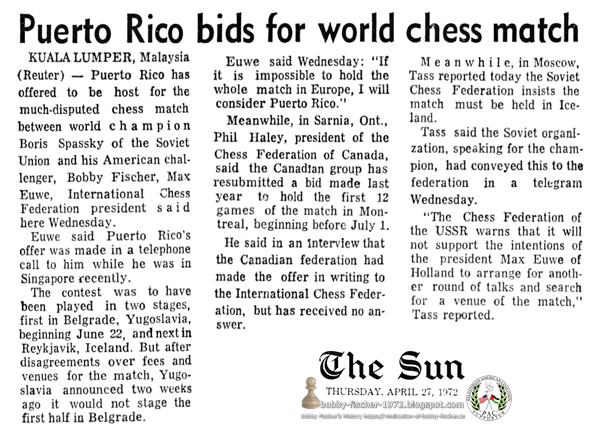 Puerto Rico Bids For World Chess Match
