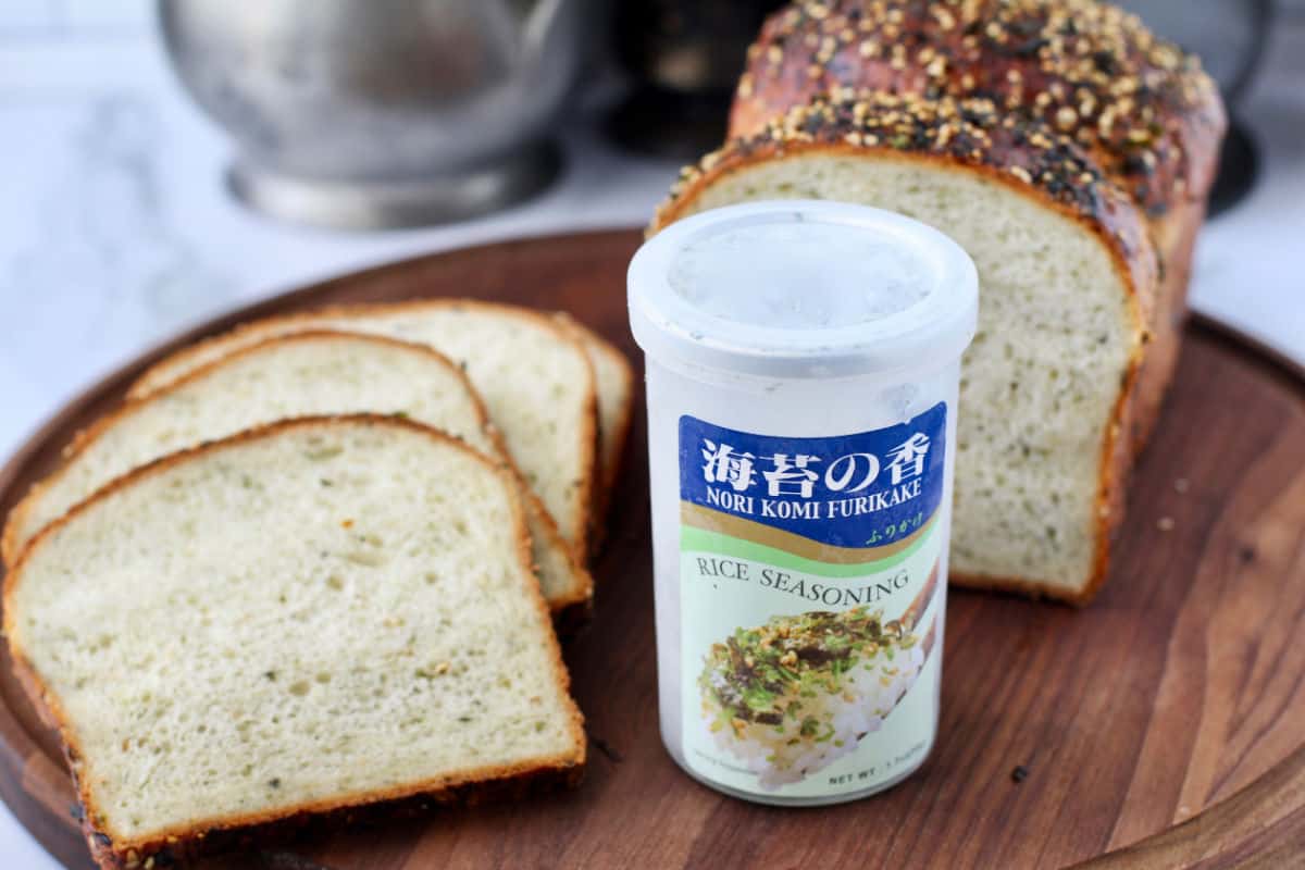 Japanese Milk Bread with Furikake can on the side.