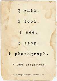 Photography Quotes to Live By: See You Behind the Lens... I walk. I see. I stop. I photograph.