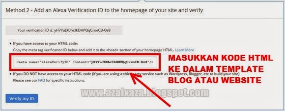 Kode HTML Verifikasi ID Alexa