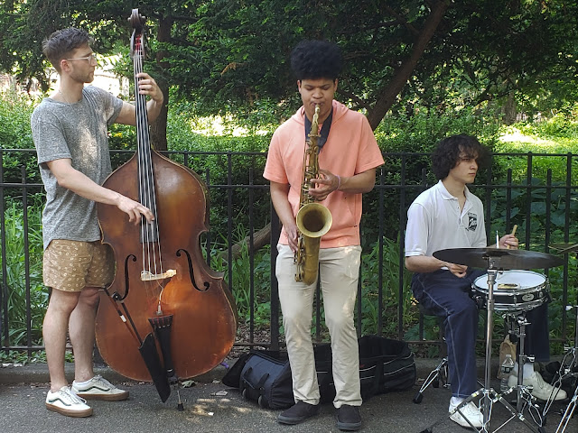 A jazz trio in Tompkins Square Park on May 30