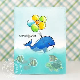 Sunny Studio Stamps: Oceans Of Joy Sea Creature Birthday Fishes Card by Amy Yang