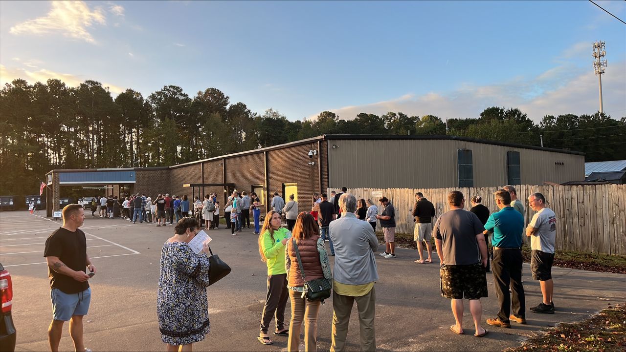 Long queue of people ready to cast their vote in North Carolina