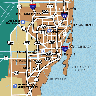 Map of Miami beaches