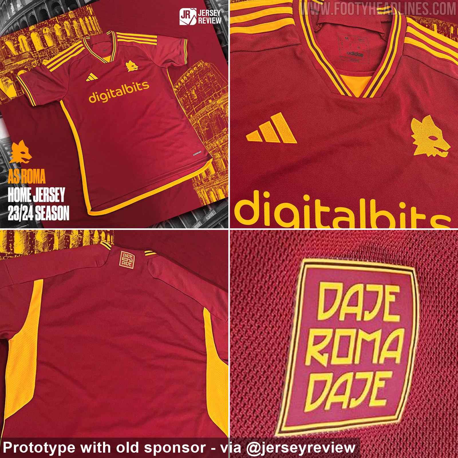 No More New Balance: Adidas AS Roma 23-24 Home Kit Released + Away ...