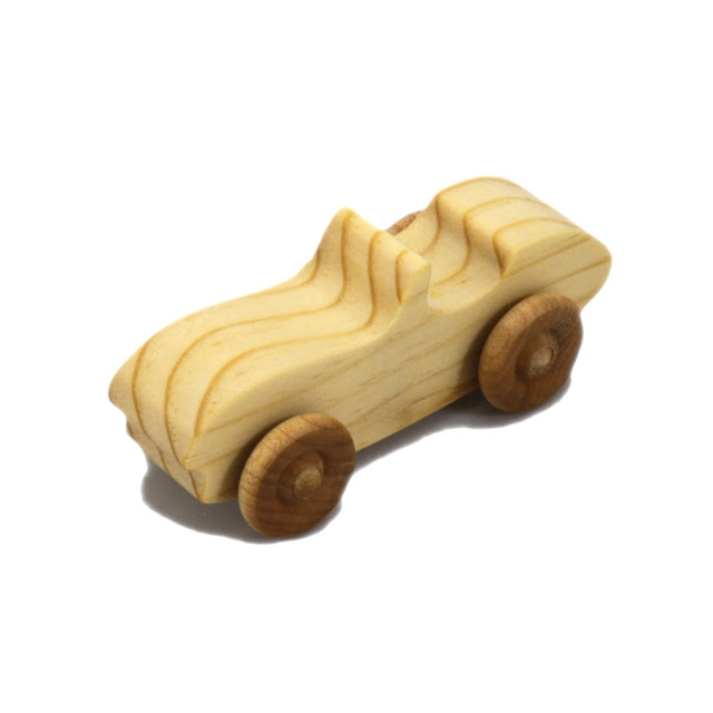 Wood Toy Car, Convertible Sports Coupe, Handmade and Finished with Mineral Oil and Bees Wax, Miniature Snazzy Ripsnorter