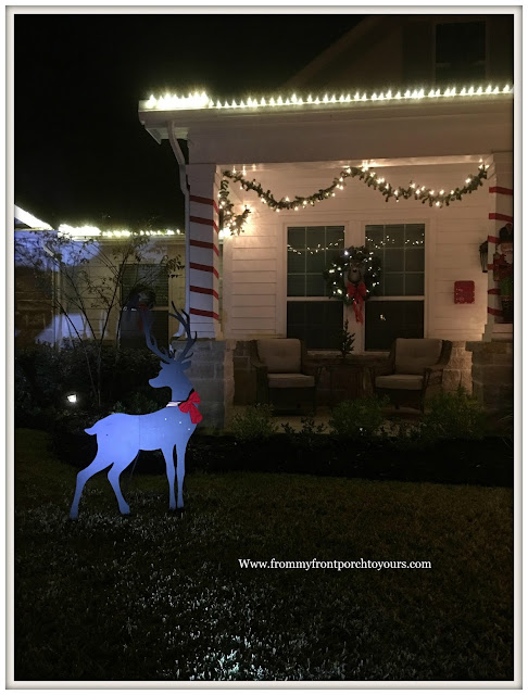 Christmas Front Porch Decorations-Farmhouse Porch-Deer Yard Decor-From My Front Porch To Yours