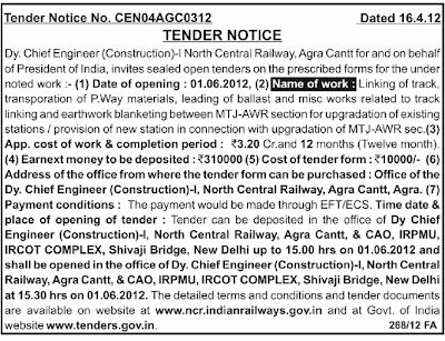 North Central Railway (NCR) Tender