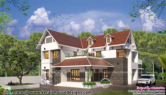 4 bedroom sloping roof style modern house