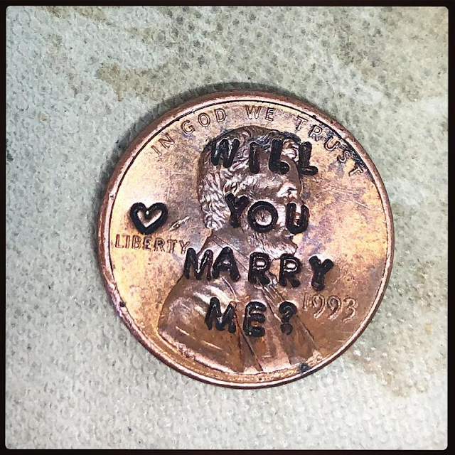 American coin Will you marry me engraved