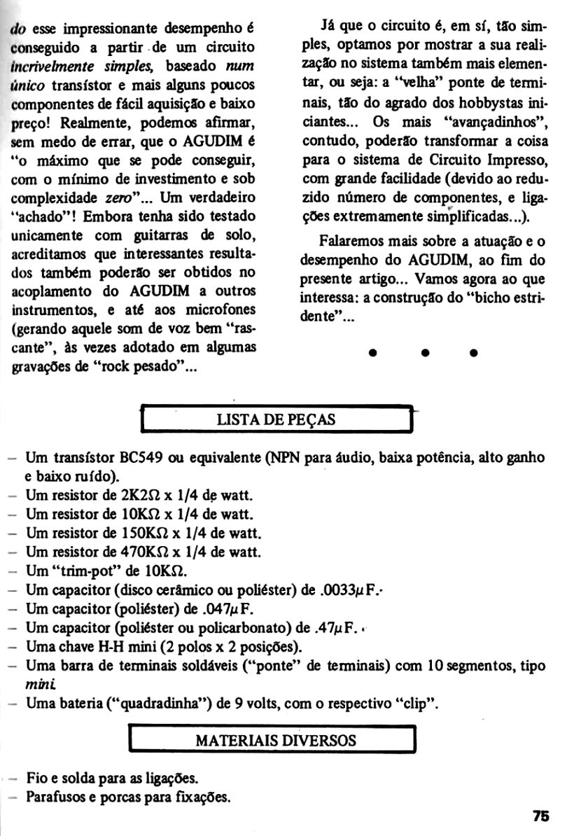 Divirta-se com a Eletrônica Vol 22 jan.1983 - Vol 36 março 1984 REPETIDOR e AGUDIM DOBRADOR P/ GUITARRA