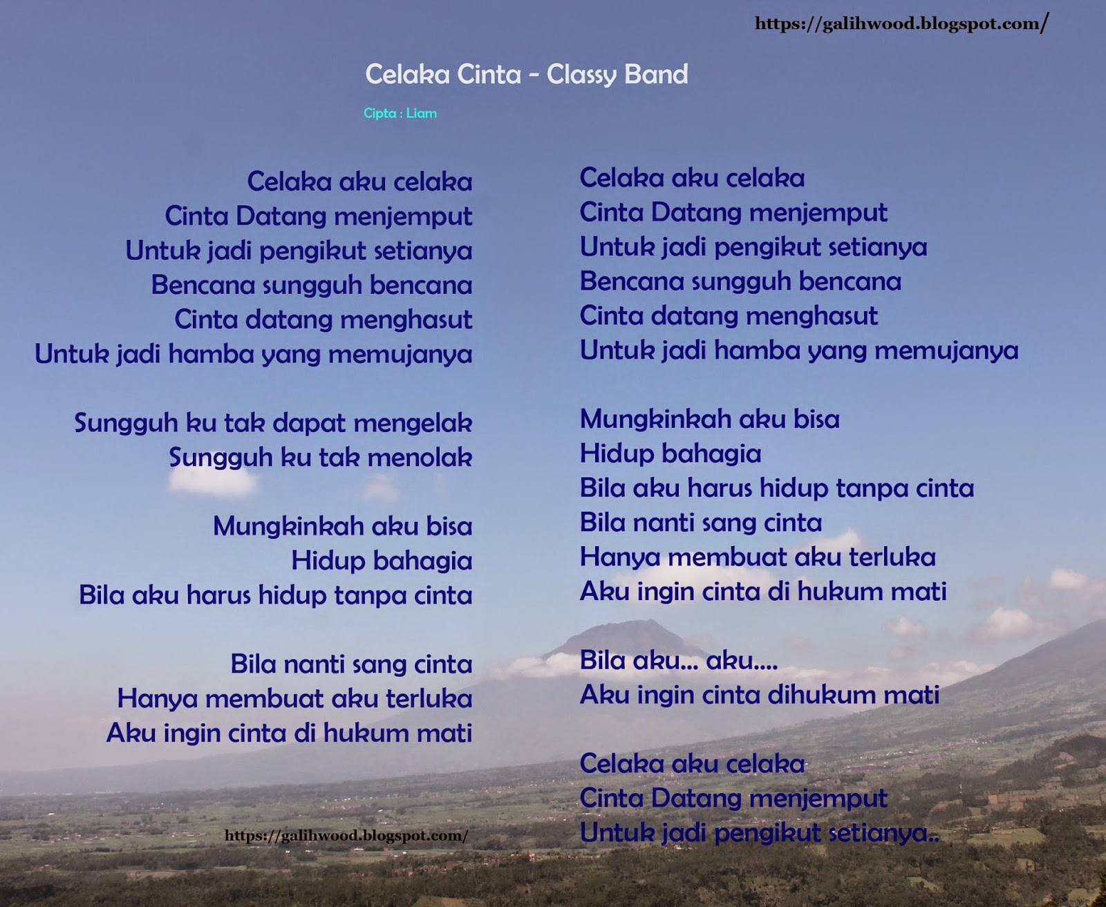  Lirik lagu  Celaka Cinta Lirik Lagu  Makhluk Lemah Serba 