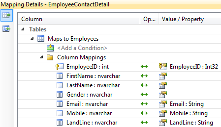 table mapping in entity framework