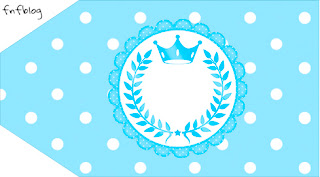 Light Blue Crown in Stripes and Polka Dots  Free Printable Candy Bar Labels for a Quinceanera Party.