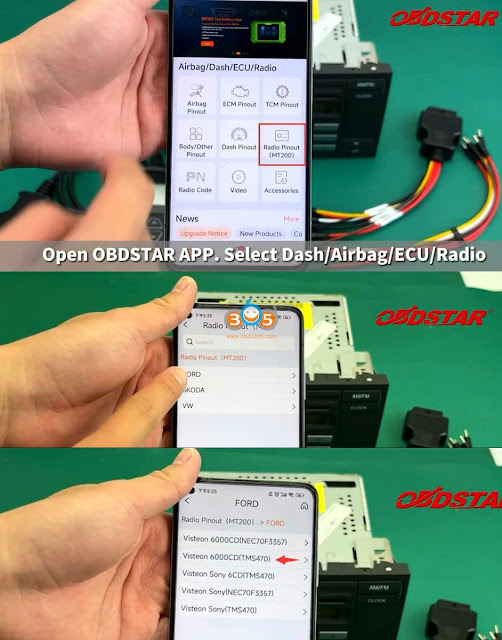 Read Ford TMS470 Radio Code by OBDSTAR MT200 3