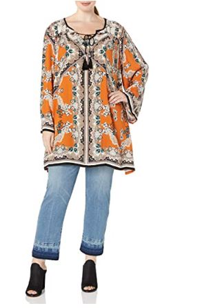 Women's Juniors Plus-Size Spice Printed Bell - Sleeve Dress 2021