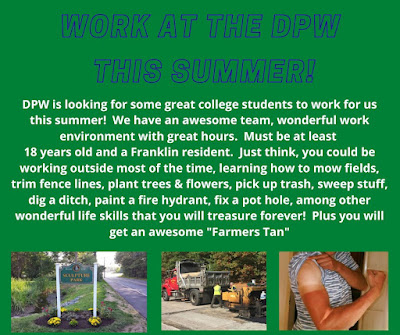 The Franklin DPW hiring for summer work, apply now