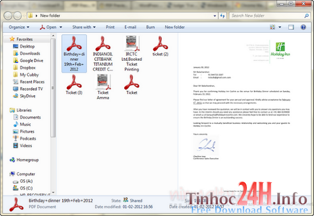 xem trước file pdf trong windows 7 bằng PDF preview