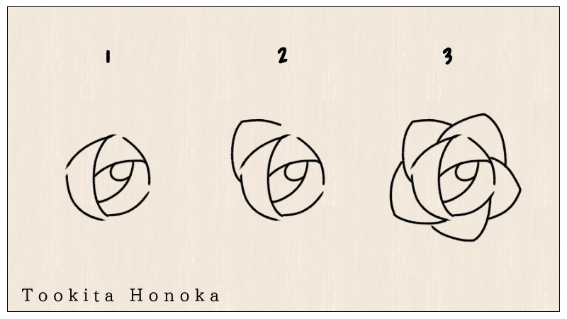 薔薇 バラ の花のイラストの簡単かわいい描き方 手書き ボールペン 手帳用 How To Draw Rose 遠北ほのかのイラストサイト