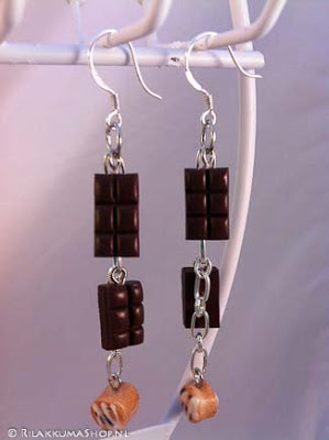 Kawaii cute Chocolate Bars & Cinnamon Rolls Sticky Bun earrings