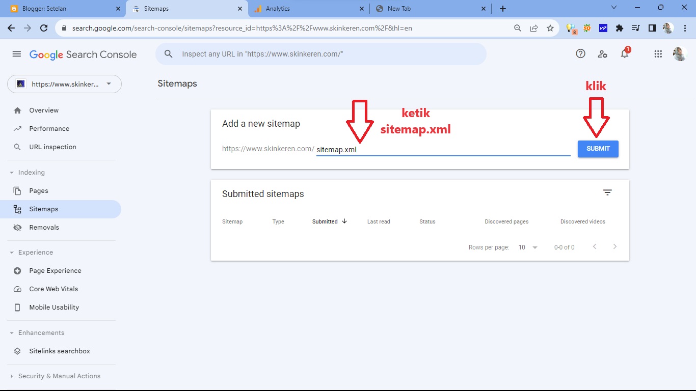 mengatur google search console pada blog/website