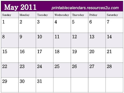 may calendar 2011 blank. lank 2011 calendar may.