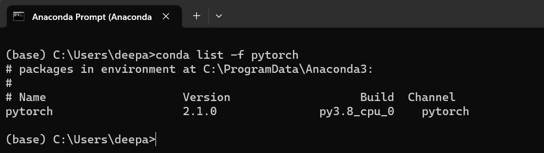 PyTorch Installation using conda