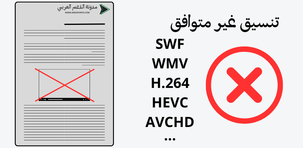 تنسيق الفيديو غير متوافق