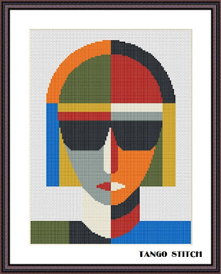 Woman Suprematism Malevich style abstract geometric cross stitch pattern