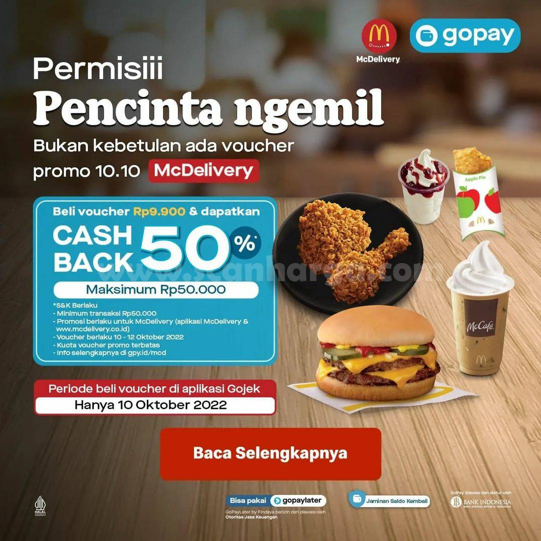 Promo MCDONALDS GOPAY 10.10 CASHBACK 50%