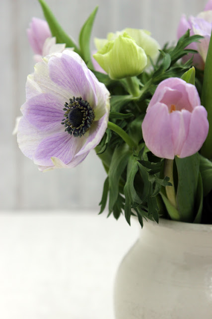 Pastel Pink Tulips and Anemone