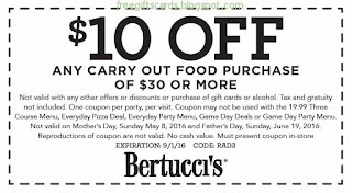 Free Printable Bertucci's Restaurant Coupons