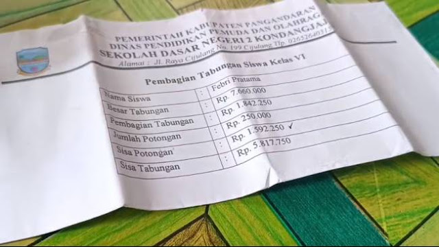 Tabungan Murid SD Pangandaran Mandek Rp7,47 Miliar, Polisi Minta Orang Tua Segera Laporkan