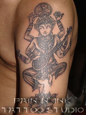 Black and Grey Ganesh Tattoo Sleeve
