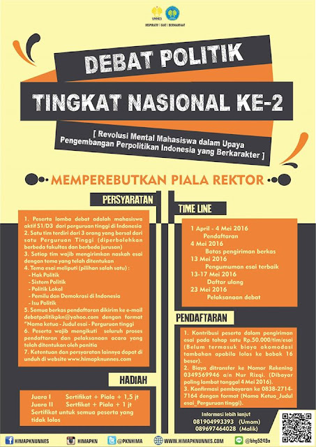 Lomba Debat Politik 2016, dari Hima PKn Unnes 2016 - Lomba 