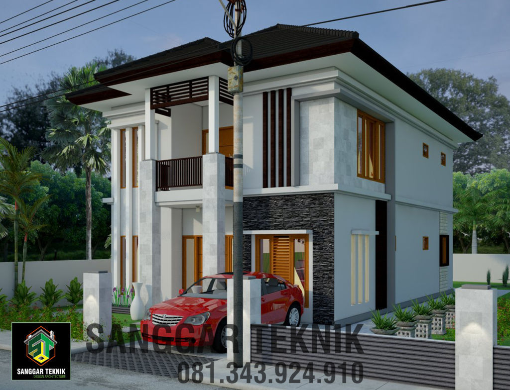  GAMBAR  DESAIN RUMAH  SEMI BALI  MODERN 8 x 12 METER 2 LANTAI SANGGAR TEKNIK