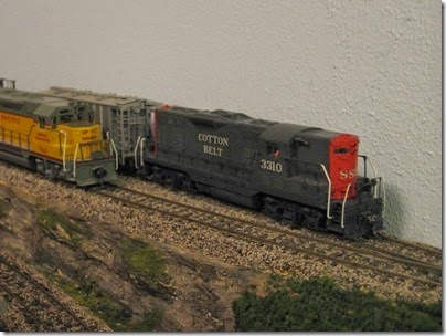 IMG_0439 Cotton Belt GP7 #3310 on My Layout on April 5, 2008