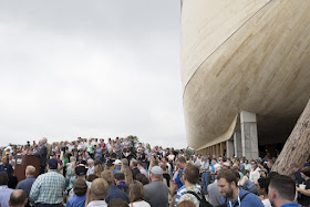 Visitors tired from exploring the cavernous structure can dine at a themed restaurant, watch daily animal shows or even go on a zip line at the Ark Experience theme park.